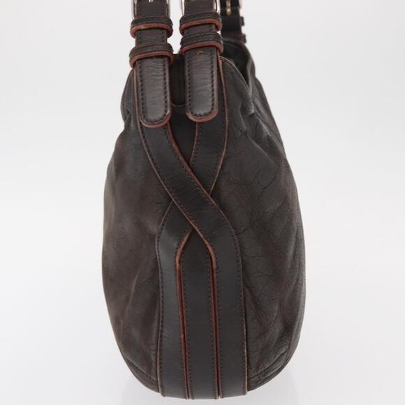 LOEWE Shoulder Bag Leather Brown Silver Auth 155631 - Picture 4 of 16